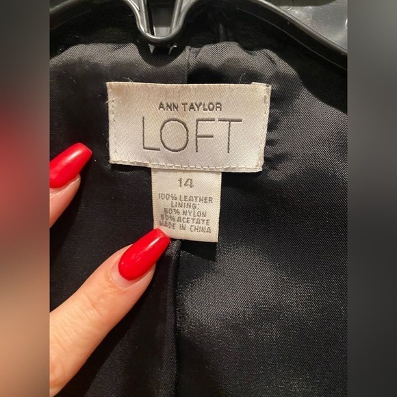Ann Taylor Loft Leather Jacket Blazer  Black 14 - Picture 4 of 5